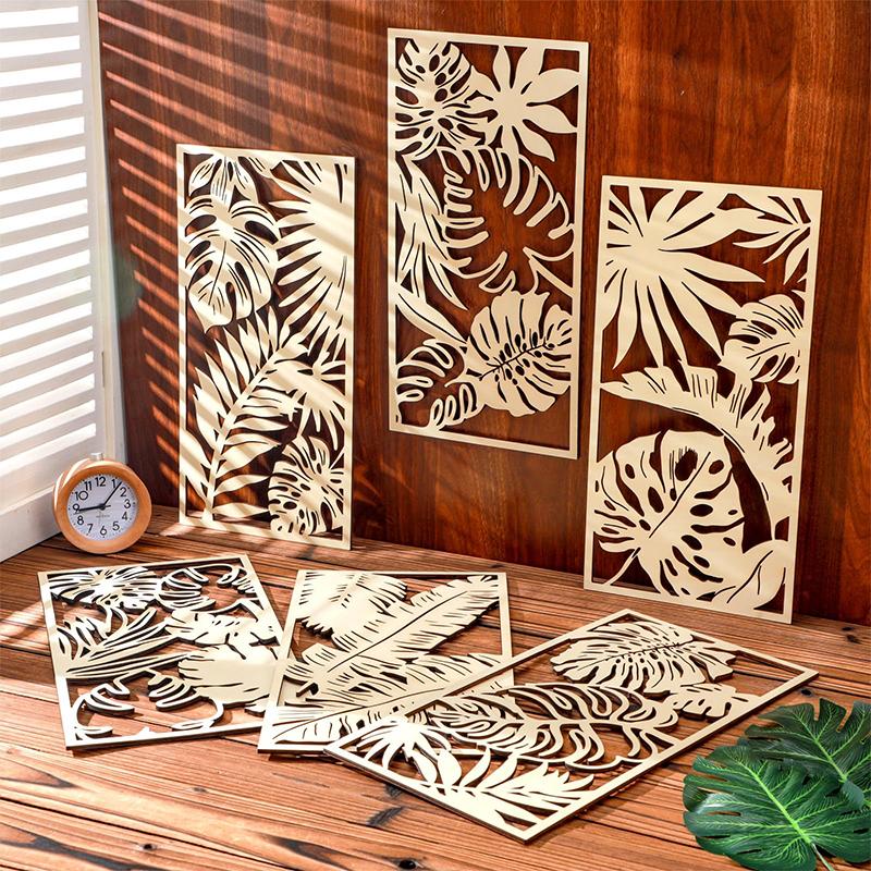 1PC 3D Wooden Palm Leaf Wall Decor Tropical Wall Decor Vintage Wooden Leaf Plant Minimalist