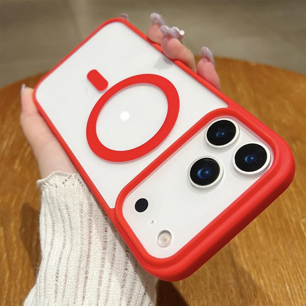 Чехол Magsafe для iPhone 17 AIR 16 E 15 14 13 12 11 ProMax Акриловая Жесткая Защитная Крышка Матовый Леденец Беспроводная Зарядка Прозрачный