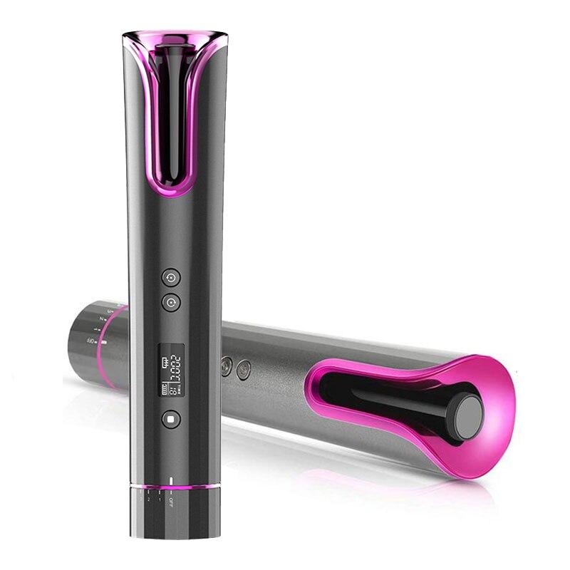USB беспроводная автоматическая щипцы для завивки волос с ЖК-дисплеем, температура, вьющиеся спиральные щипцы для обжима, вейвер, утюжок для волос, вращающийся валик