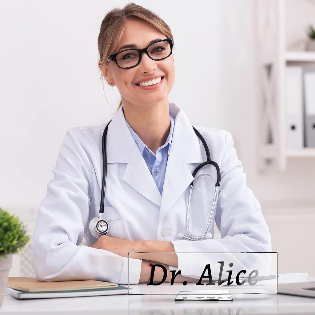 Yookeer 12 Pack Acrylic Name Plate Personalized Desk Name Plaque Sign Clear Panel Rectangle Acrylic Sheet Blank for Office Desk Decor(8.5 x 2.5 Inch)