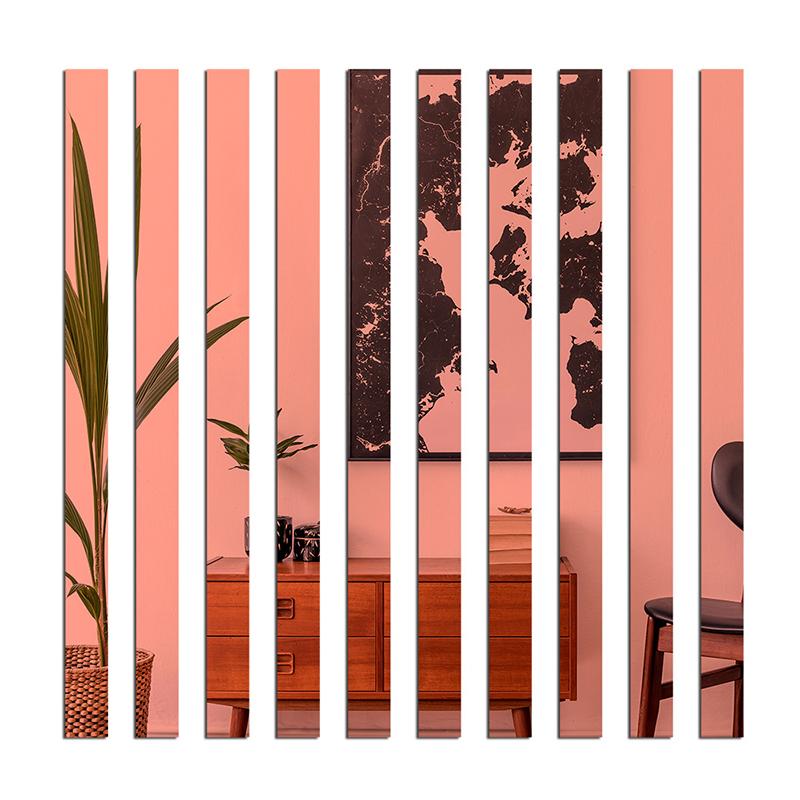 10 шт., длинная полоса, самоклеящаяся акриловая зеркальная рамка, декоративные линии, настенные наклейки