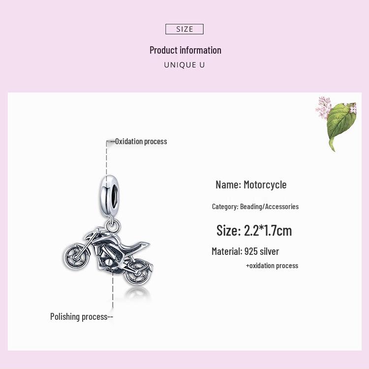 Серебряная подвеска-мотоцикл Ziyun S925 из стерлингового серебра, крутой спортивный DIY-аксессуар (SCC1712)