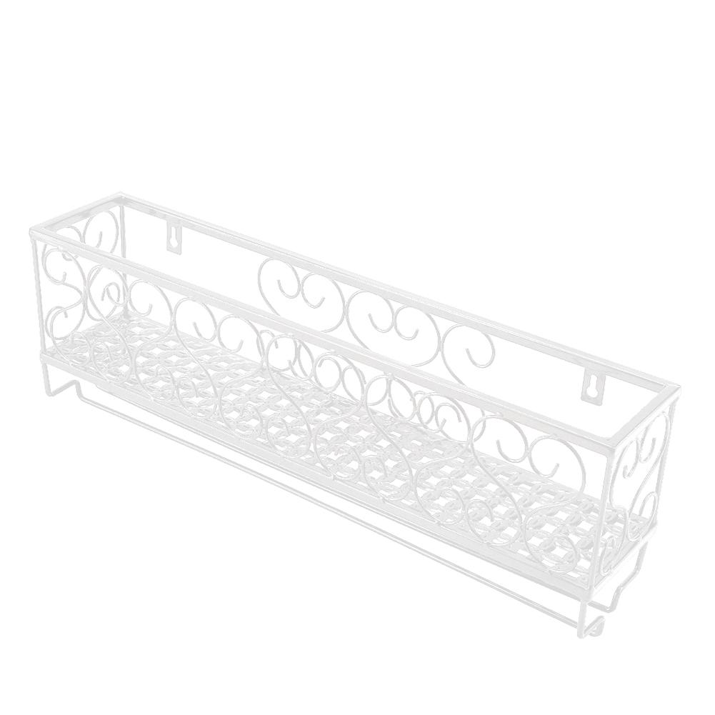 Wall Mount Metal Wine Rack Bottle Champagne Glass Holder Storage Bar Accessory with Shelf White