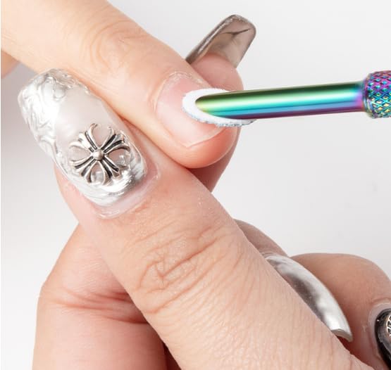 Профессиональный уход за ногтями Стальной пушер для кутикулы и нейл-арта, Двусторонний пушер, Материалы, QT-173 (Серебряный)