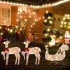 Christmas Garden Stake Lighted Elk Sled Ornament Acrylic Decoration Stake LED Elk Yard Sign for Weddings Parties Lawn
