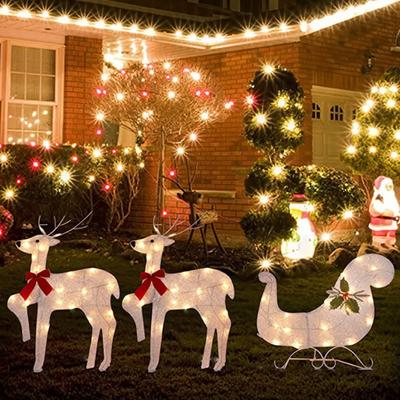 Рождественский садовый колышек с подсветкой, украшение для саней лося, акриловое украшение, светодиодный колышек, знак для двора лося для свадеб, вечеринок, газона