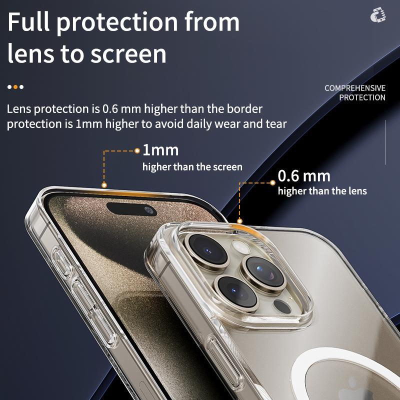 Прозрачный закаленный стеклянный чехол Magsafe для беспроводной зарядки iPhone 15 14 Pro Max 15 14 Plus, не желтеющий жесткий чехол-бампер из ПК