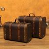 1Pc Retro Suitcase Wooden Antique Storage Box Medieval Treasure Chest Necklaces Jewelry Organizer Box with Lock Prop Box