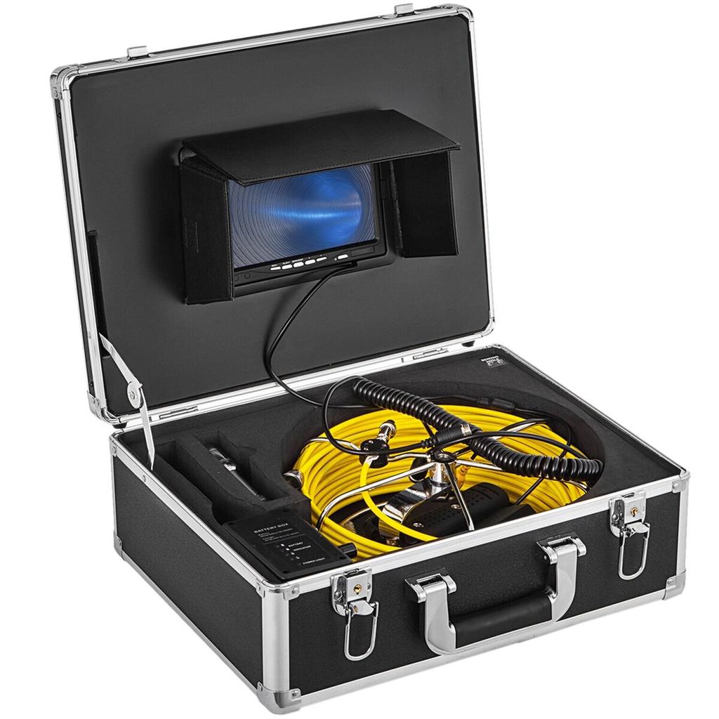 30M Sewer Inspection Video Camera 7” Monitor Pipeline Inspection Camera Drain Camera Industrial Endoscope HD DVR Recorder with 8GB Card