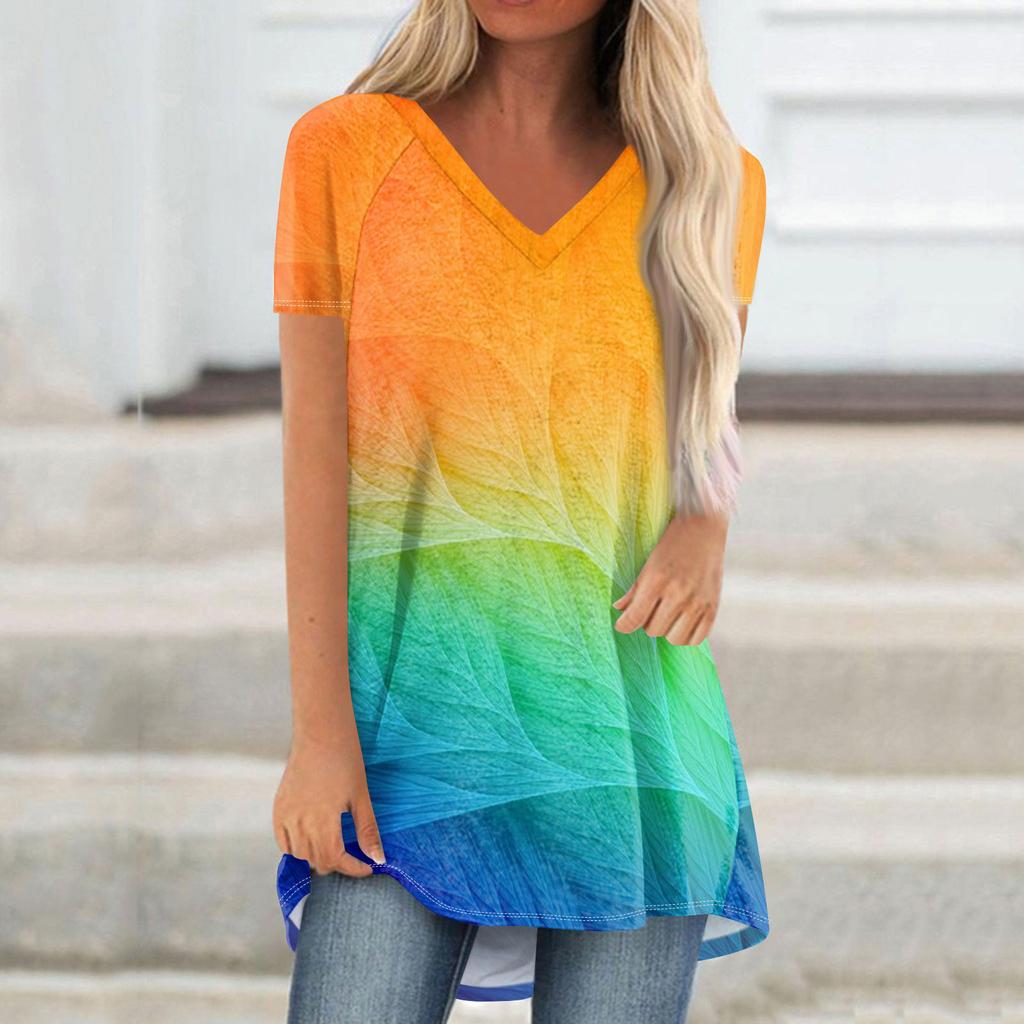 Женские плиссированные свободные топы с короткими рукавами Плюс размер Повседневные топы с V-образным вырезом и короткими рукавами Повседневные летние футболки Женские топы Футболки Рубашки