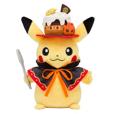 Оригинальная плюшевая игрушка из Pokémon Center Пикачу «Мы — КОМАНДА УГОЩЕНИЙ» Размеры: 22 x 14.5 x 10.5 см (В x Ш x Г)