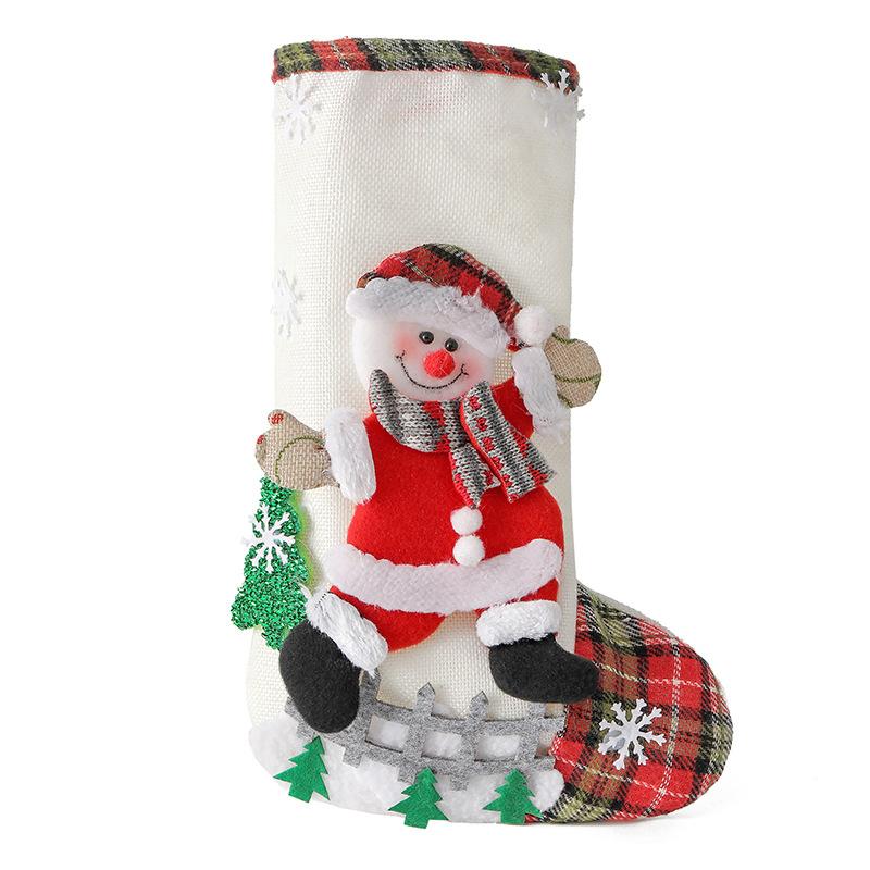 1Pc Christmas Stockings Gift Bag Decorations Snack Bag Candy Snowman