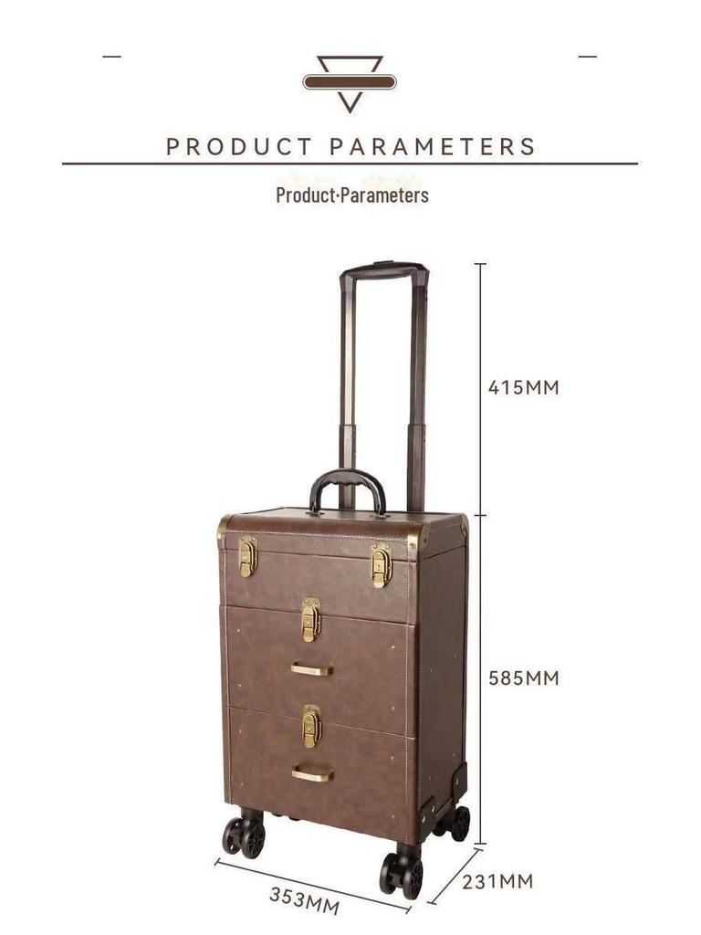 Universal Brake Wheel Trolley: Multi-Layer Large Nail & Tattoo Storage Makeup Box