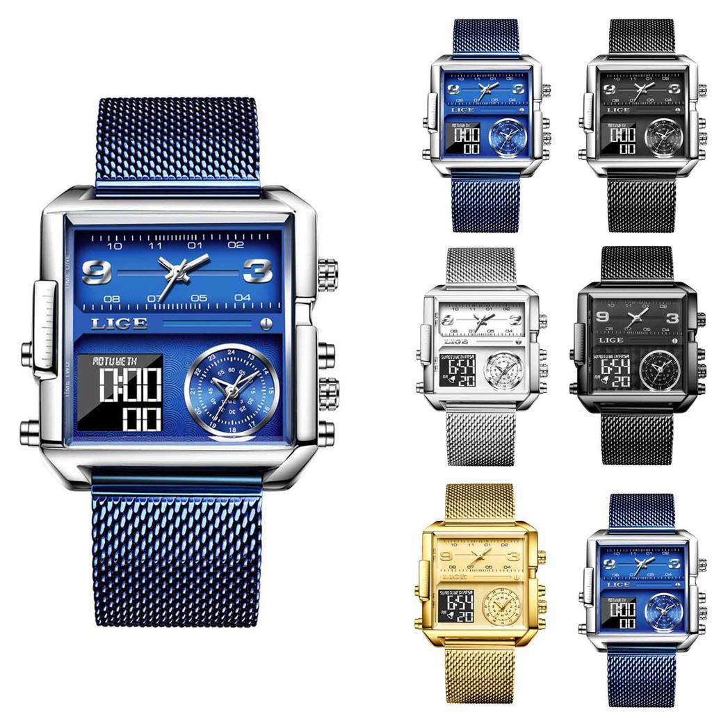 Мужские водонепроницаемые светящиеся наручные часы-будильник для бега