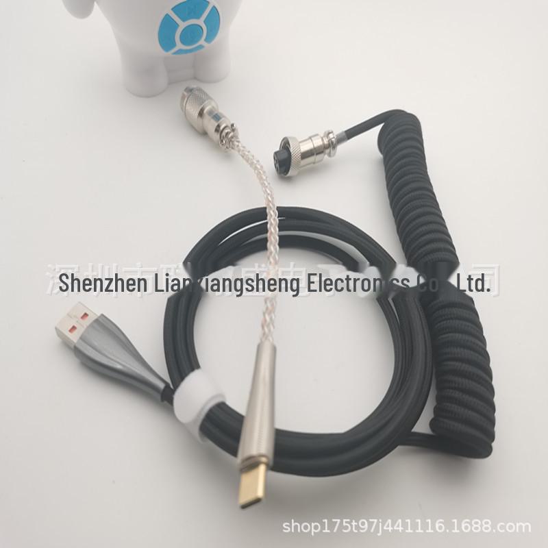 Настраиваемый светящийся металлический пружинный кабель USB-C для передачи данных для механических клавиатур