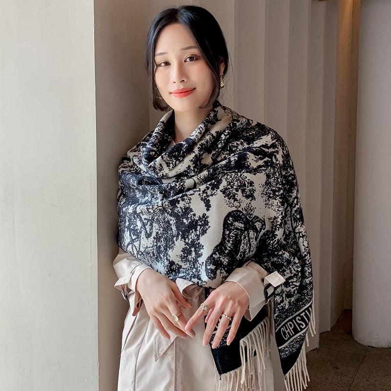 2026 Новый Модный Женский Зимний Шарф: Теплая, Толстая Шаль с Кисточками и Шейный Платок