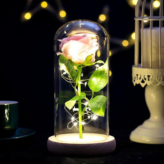 Artificial Rose Flowers Eternal Rose with LED Light Realistic Looking Battery Powered Simulation Rose Flower Holiday Gifts