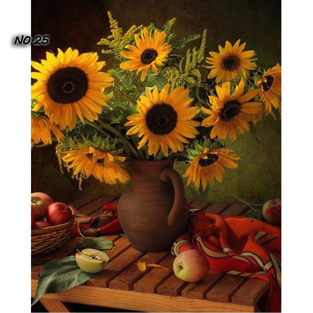 5D DIY Алмазная картина Полный дрель Круглый цветок Алмазная вышивка Полный набор Вышивка крестом Стразы Мозаика Домашний декор