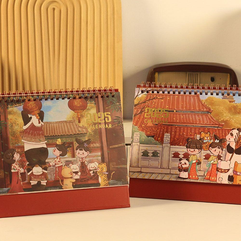 Настольный календарь 2025 года в древнем стиле, Ежемесячный настольный календарь, Товары для дома и офиса