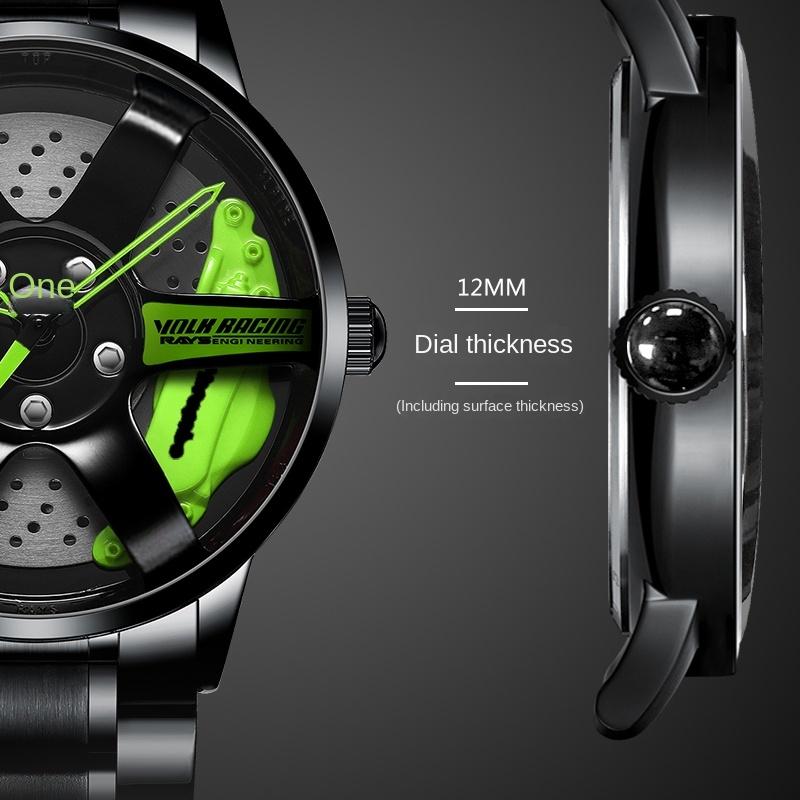 SVJ Genuine TE37 Wheel Hub Watch Трехмерный полый поворотный стол Стол для модификации автомобиля Водонепроницаемые светящиеся гидравлические мужские часы