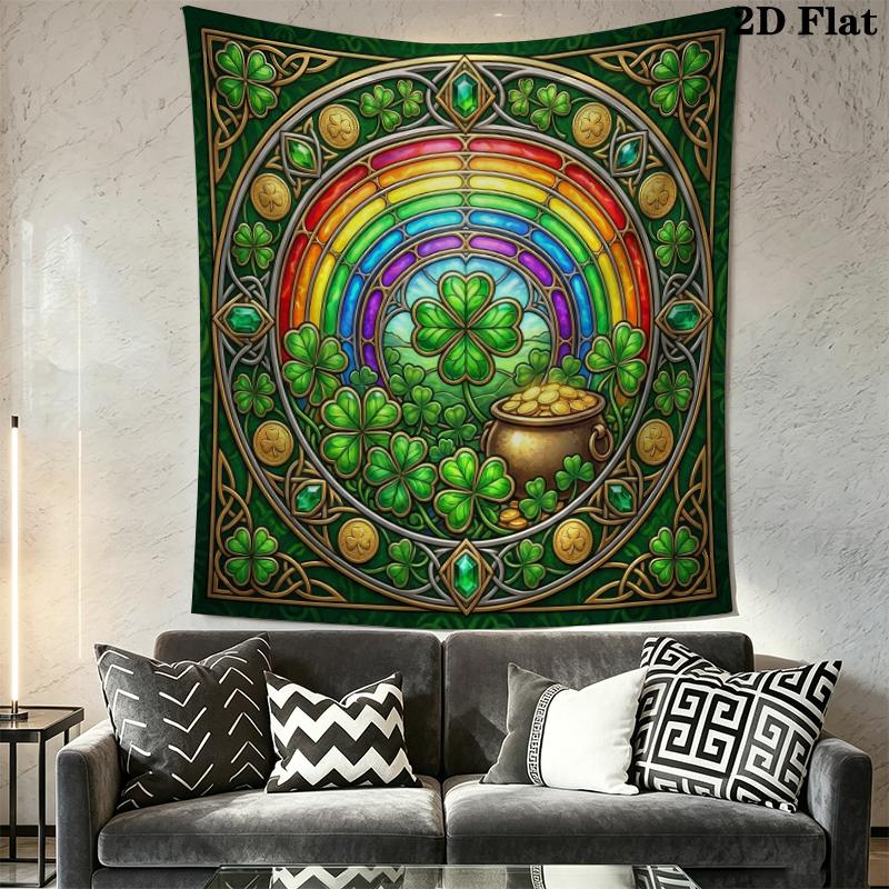 St. Patrick's Day Wall Tapestry Aesthetic Wall Hanging Printed Fabric Blanket Decorative Tapestries for Bedroom Living Room Home Decor
