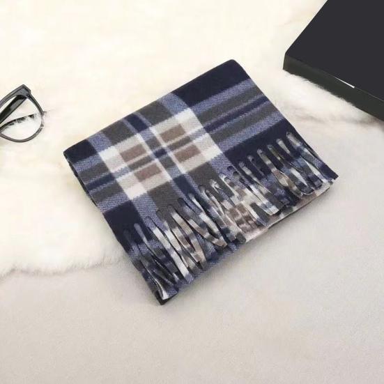 Double-Sided Velvet Scarf With Tassel Decoration Plaid Print Autumn Winter Warm Cashmere-Like