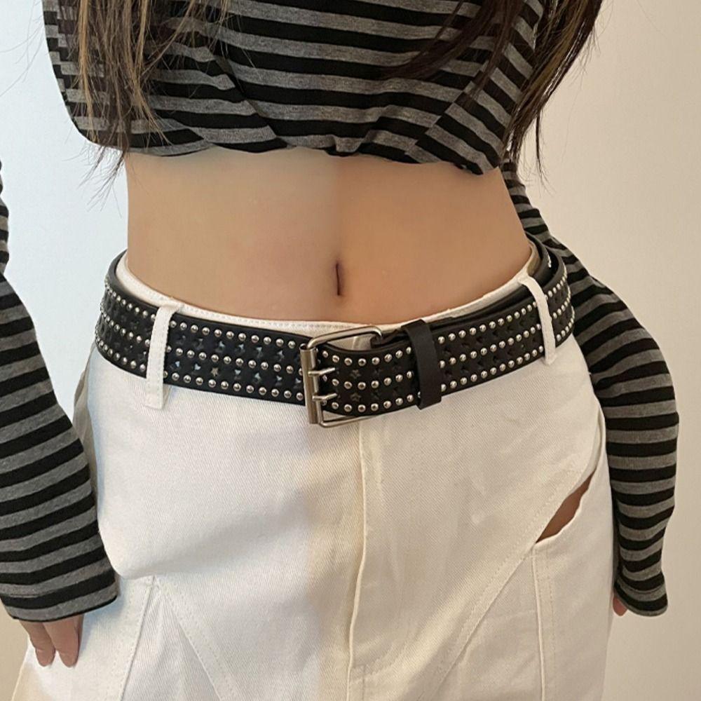 Hole Double Grommet Hole Rivet Y2K Style Belts Men Waist Belts Women Waist Belts Korean Waistbands