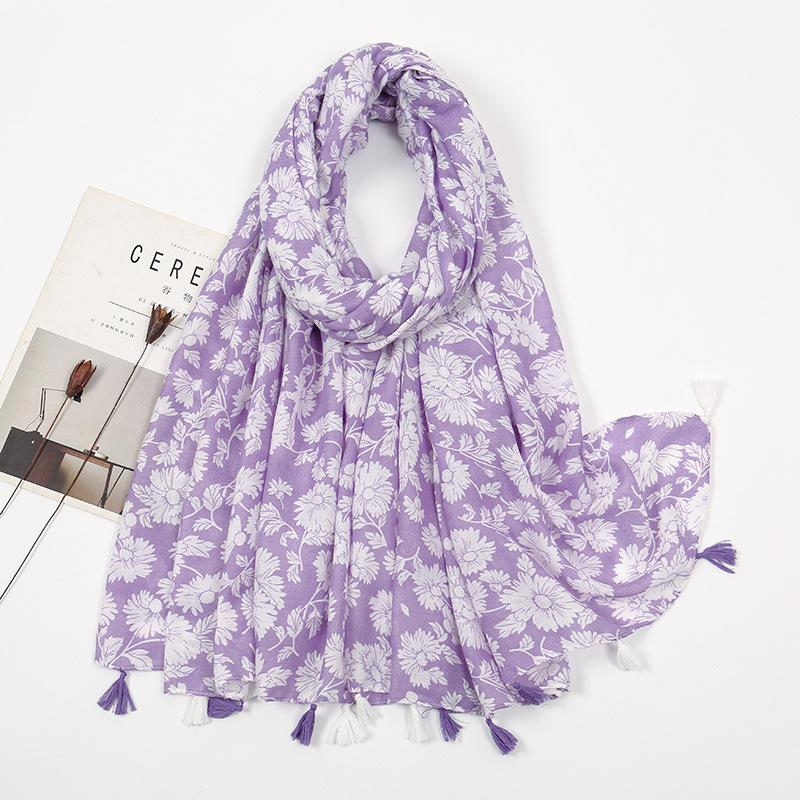 Korean Version of Xiaoxiang Style Cotton and Linen Hand-definition Fringe Scarf for Women  Fashionable  Casual Versatile and Warm Scarf Shawl