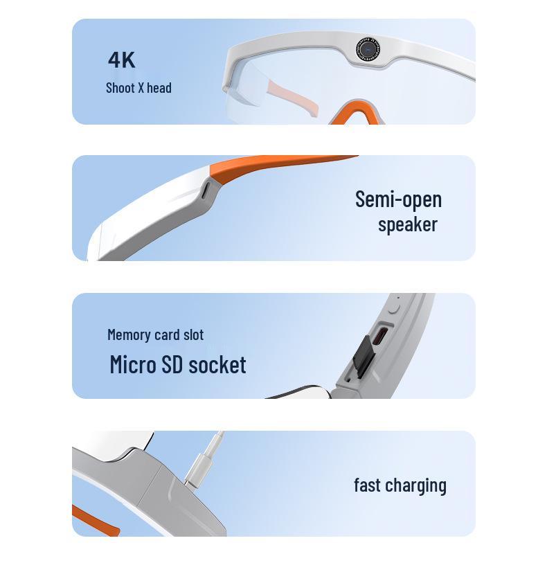 XV15 Smart Bluetooth Sports Glasses: 4K HD Camera, Music, Calls, Driving Recorder
