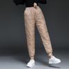 Women's Winter Warm Down Pants Lightweight Large Size Warm Pants Plaid Loose Casual Warm Pants