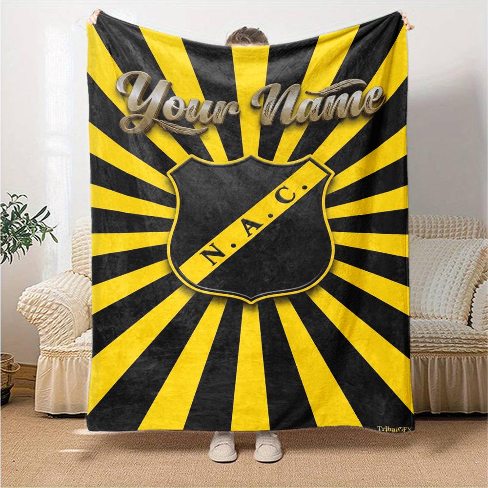 Name Custom NAC Breda Print Flannel Blanket High Quality Warm Comfortable Cover for All Seasons Perfect for Gifts Home Decor