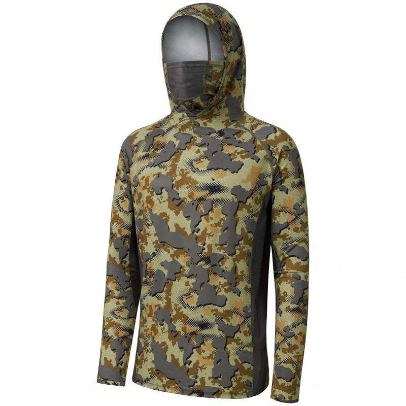 Mens Camo Quick-Dry UV Protection Fishing Shirt Lightweight Breathable Outdoor Performance Top Cycling Hiking