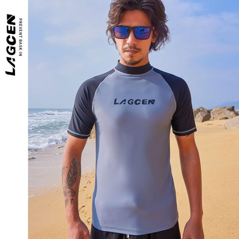 Mens Quick-Dry UV Protection Short Sleeve Rash Guard Diving Swimming Running Cycling Water Sports