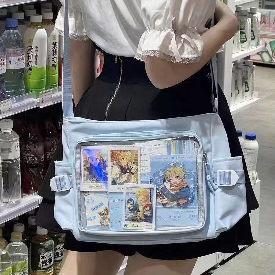 Nylon Transparent Crossbody Bag With Zipper Closure For Daily Use And School Commuting