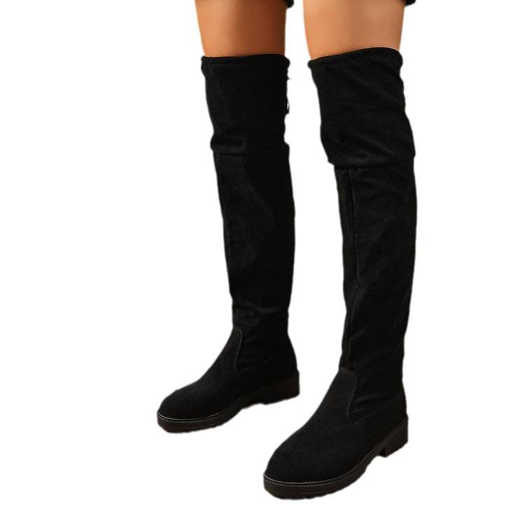Новое поступление 2024 года. Зимние длинные сапоги для женщин: Туфли выше колена в стиле знаменитостей, эластичные, облегающие, на весну и осень.