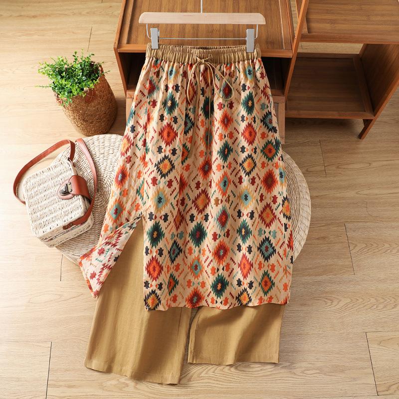 Floral Ethnic Style Casual Summer Women S Skirt Pants