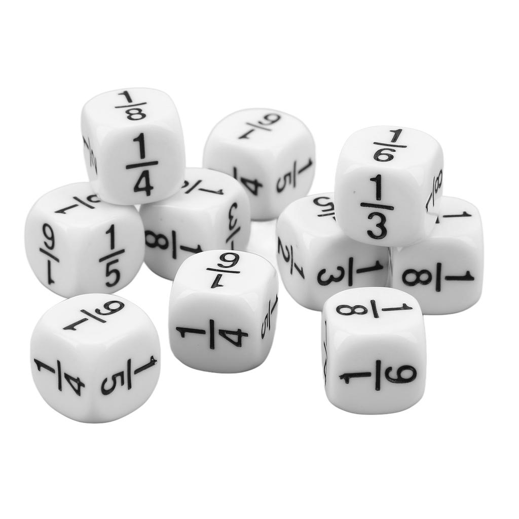 20 шт. 16 мм дробные кости, белые дробные символы, кубики, инструмент для обучения математической арифметике