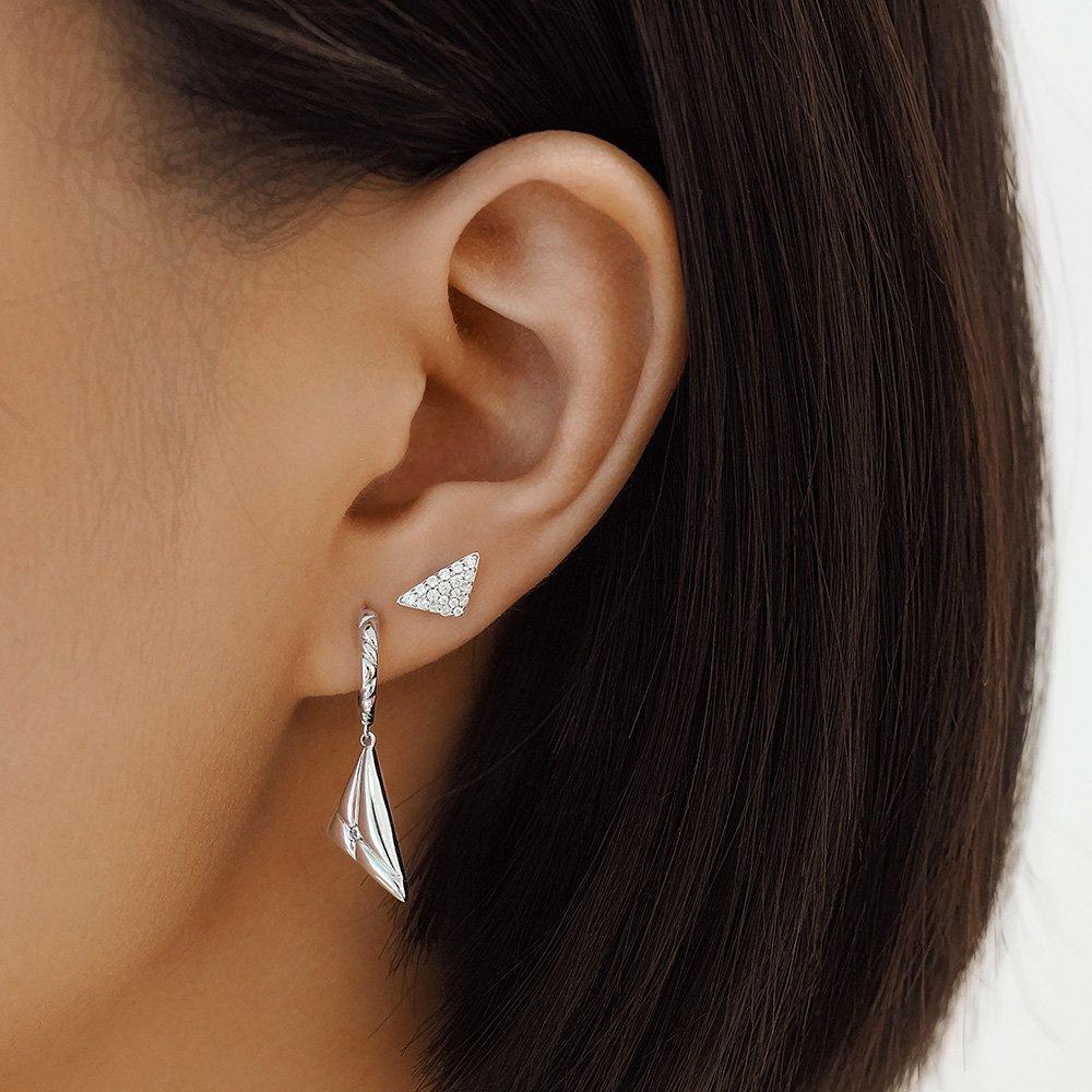 Triangle Pave 925 Silver Stud Earrings E059-06H