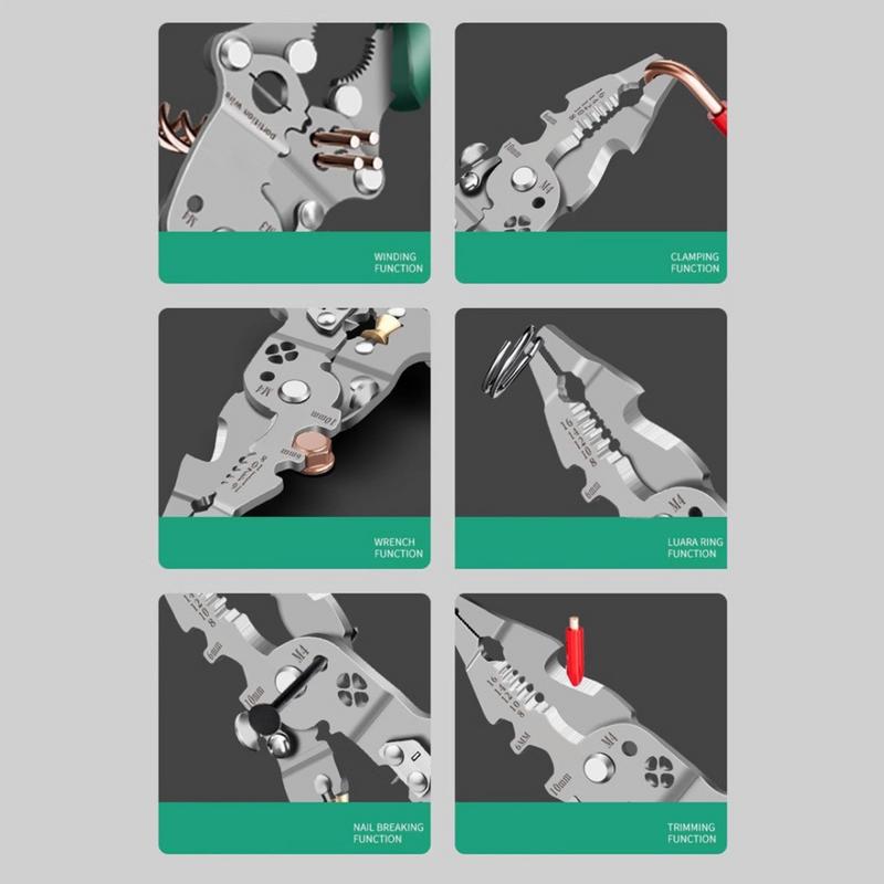 18 In 1 Foldable Wire Stripper Crimper Cable Cutter Pliers Heavy Duty Electrical Pliers For Wire Stripping Shearing Cutting Tool