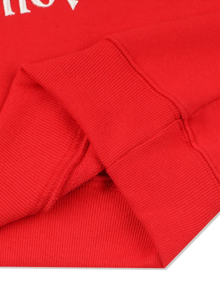 LA MAISON STUDIO Women'S Crop Circle Logo Embossed Bear Friends Heavy Terry Sweatshirt Red (Fcd3Ts702W)