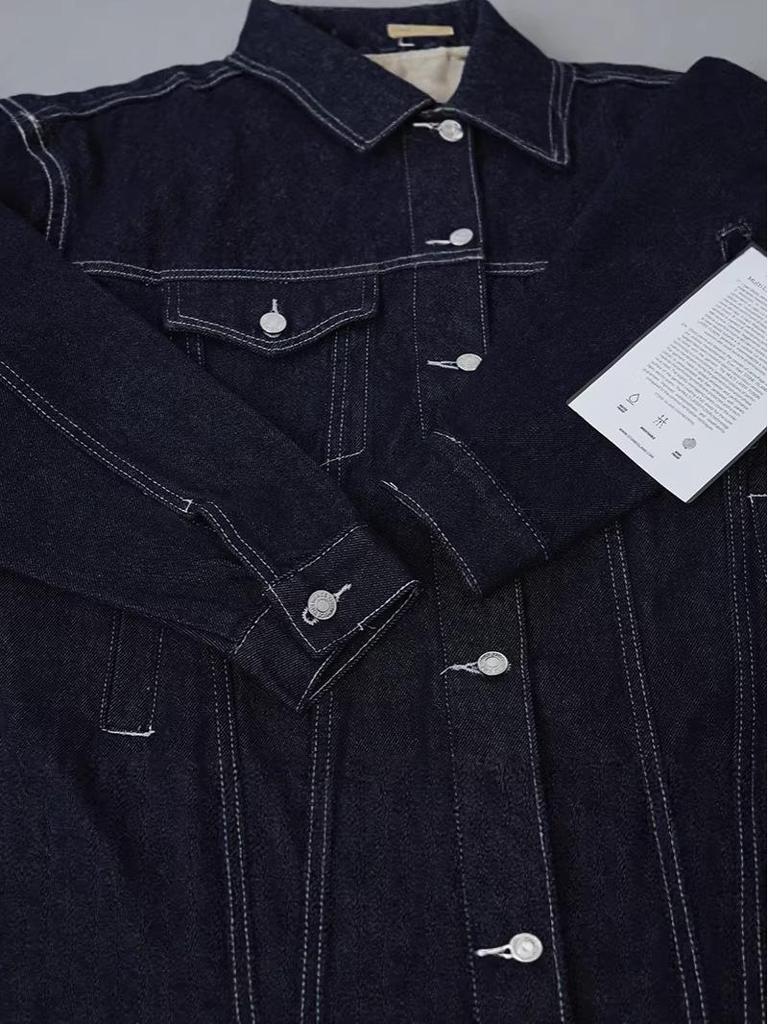 Унисекс Осенняя Ретро Джинсовая Куртка с эффектом stonewash, с потертостями и отложным воротником