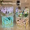 Handmade DIY Tulip  Cube Lamp Simulation Flower Bedroom Sleeping Table Night Light Birthday Gift
