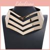 Solid Fashionable Color V Shaped Hollow Design Women Metal Necklace Collar