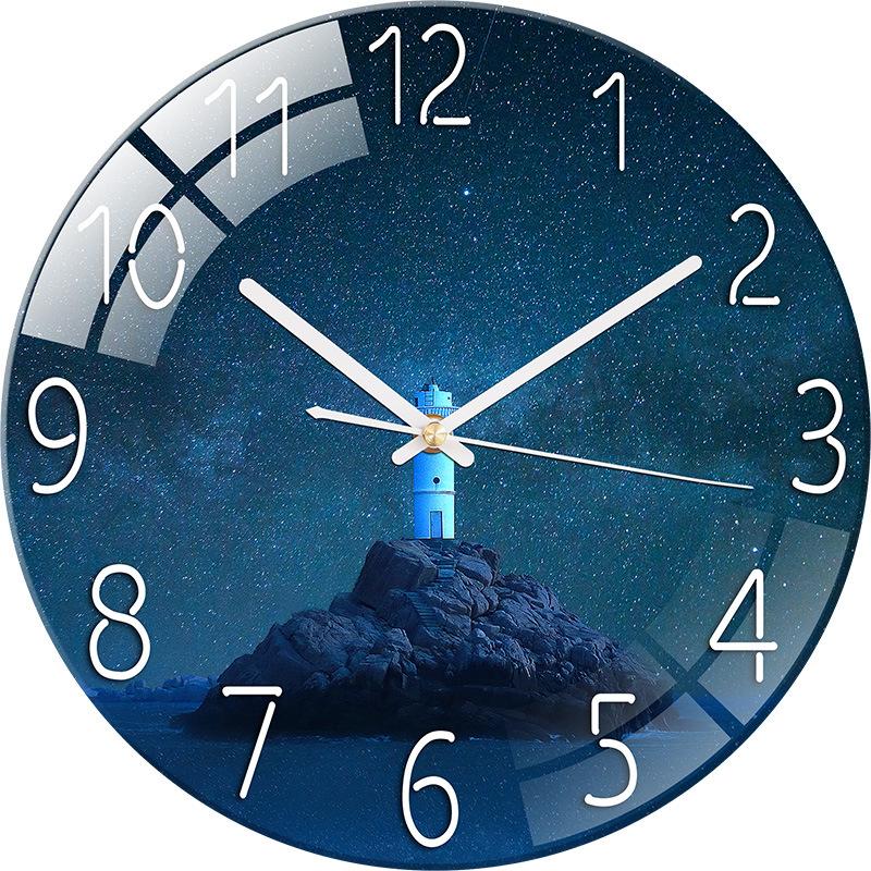 Digital Wall Clock with Low Noise, 30cm/12inch Lighthouse Wall Clock Quartz Clock Quiet Silent Simple Clock for Home Decor Children Room