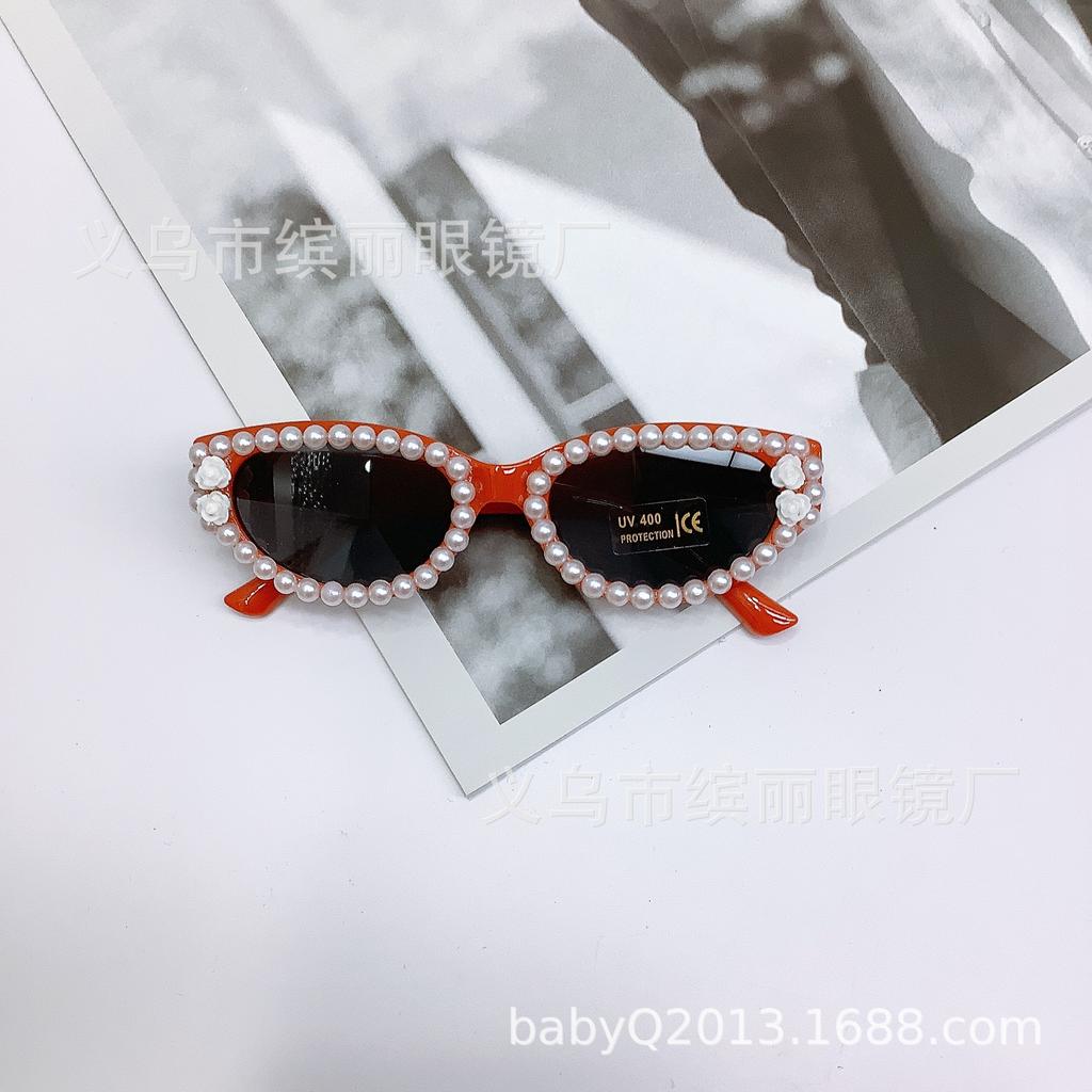 Детские модные солнцезащитные очки, солнцезащитные очки с защитой от ультрафиолета, милые детские самодельные жемчужины для мальчиков и девочек