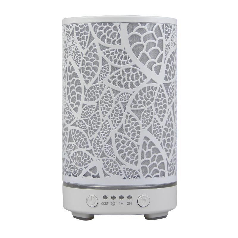 100ML Aroma Diffuser Ultrasonic Humidifier with 7 Color Light, 1H/2H Timer, Auto Shut-Off, Leaf Essential Oil Diffuser for Home