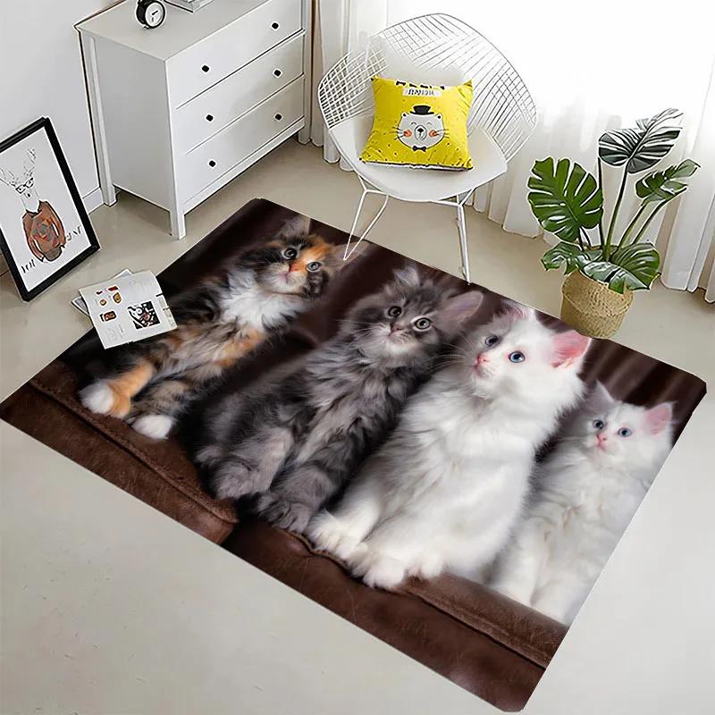 Забавный кот 3D-печать Большие ковры для дома Гостиная Детская спальня Диван Придверный коврик Кухонные коврики Противоскользящий Декор
