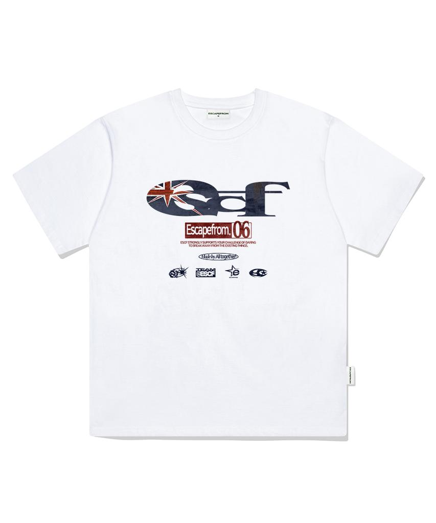 ESCAPEFROM British Vintage Escf Logo Collage Print Oversized Short Sleeve T-Shirt Black