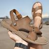 Fashion Men Casual Top Layer Cowhide Beach Shoes Summer Men's Sandals New Sandals Comfortable Soft Outdoor Leather Slippers Men Sandals