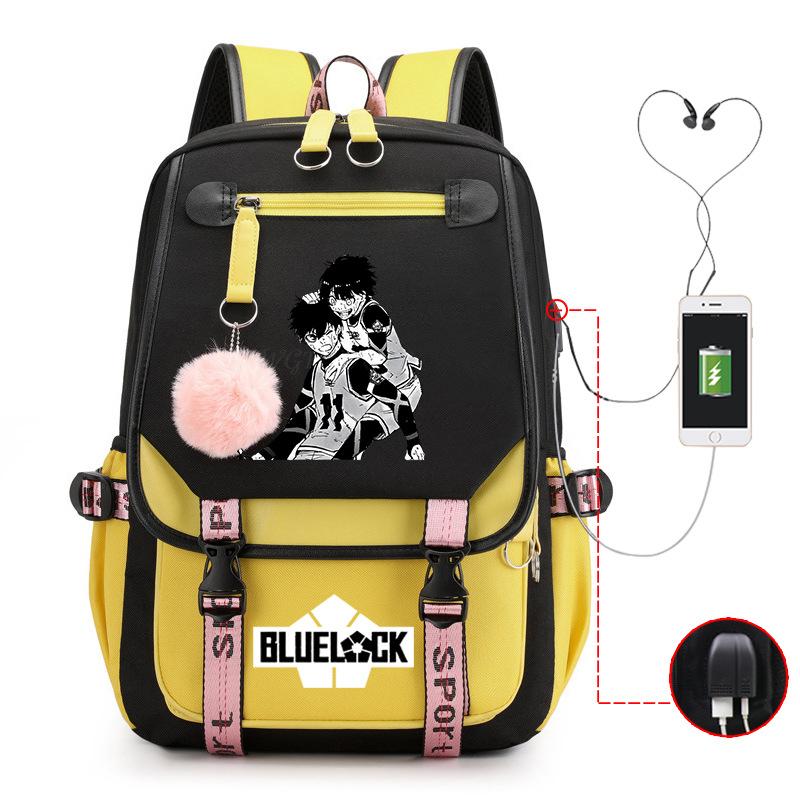 Blue Prison Anime School Bag College Wind Large Capacity Middle School Student Usb Backpack